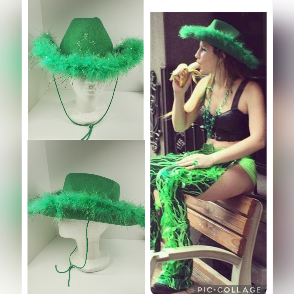 Green Feather Cowboy Hat St. Patrick's Day